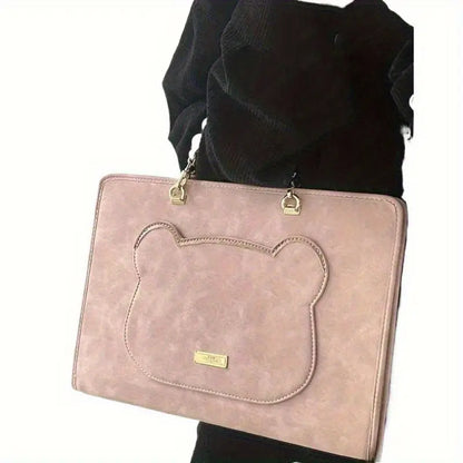 Elegant Blush Pink Laptop Bag with Pearl Handle – Stylish & Protective
